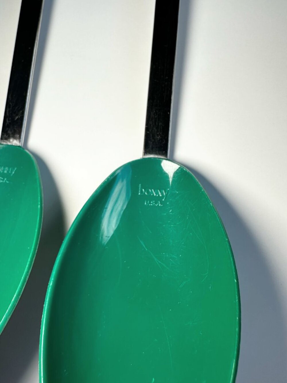 Bonny Vintage Solid Serving 2pk Spoons Nylon Green Plastic Handle USA Utensils - Picture 9 of 9
